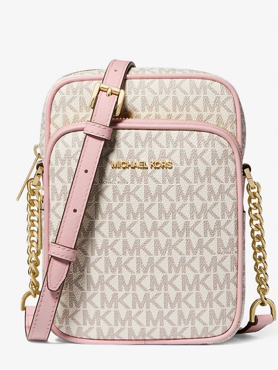Michael Kors Handbags - Michael Kors Pink and Cream MK Signature Crossbody